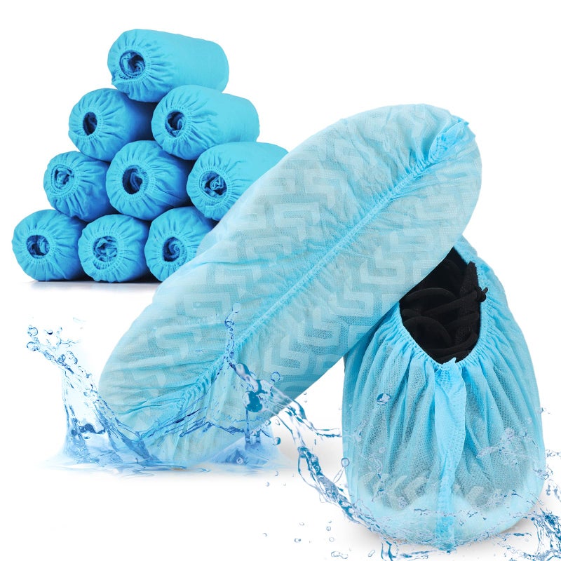 Sfee 100 Pack Shoe Covers-Disposable Shoe Covers for Indoors, Non Slip, Durable, Recyclable Non Woven Booties Shoes Cover for Workplace, Office, Home Floor Carpet Protection, One Size Fits All (Blue) - Image 1